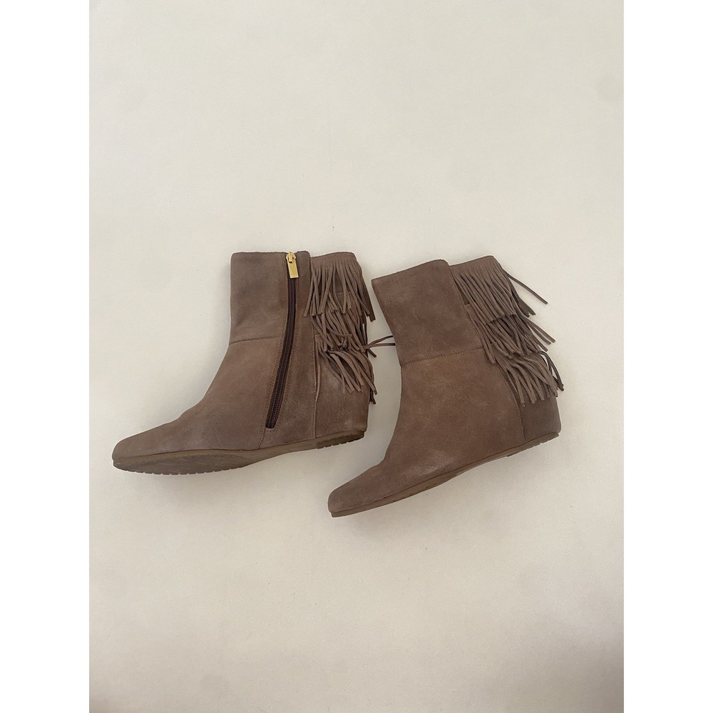 ISOLA Tricia Tan Fringe Sz 7.5 Suede Leather Boots Women's Zip Taupe NWOB NEW